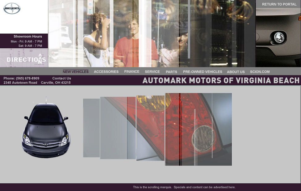 Scion OEM automotive site template design - web 1.0